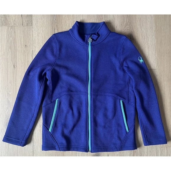 Spyder Full Zip Jacket Purple Size XL 18  Youth Waffle Knit Mock Neck *K29 - Picture 1 of 3